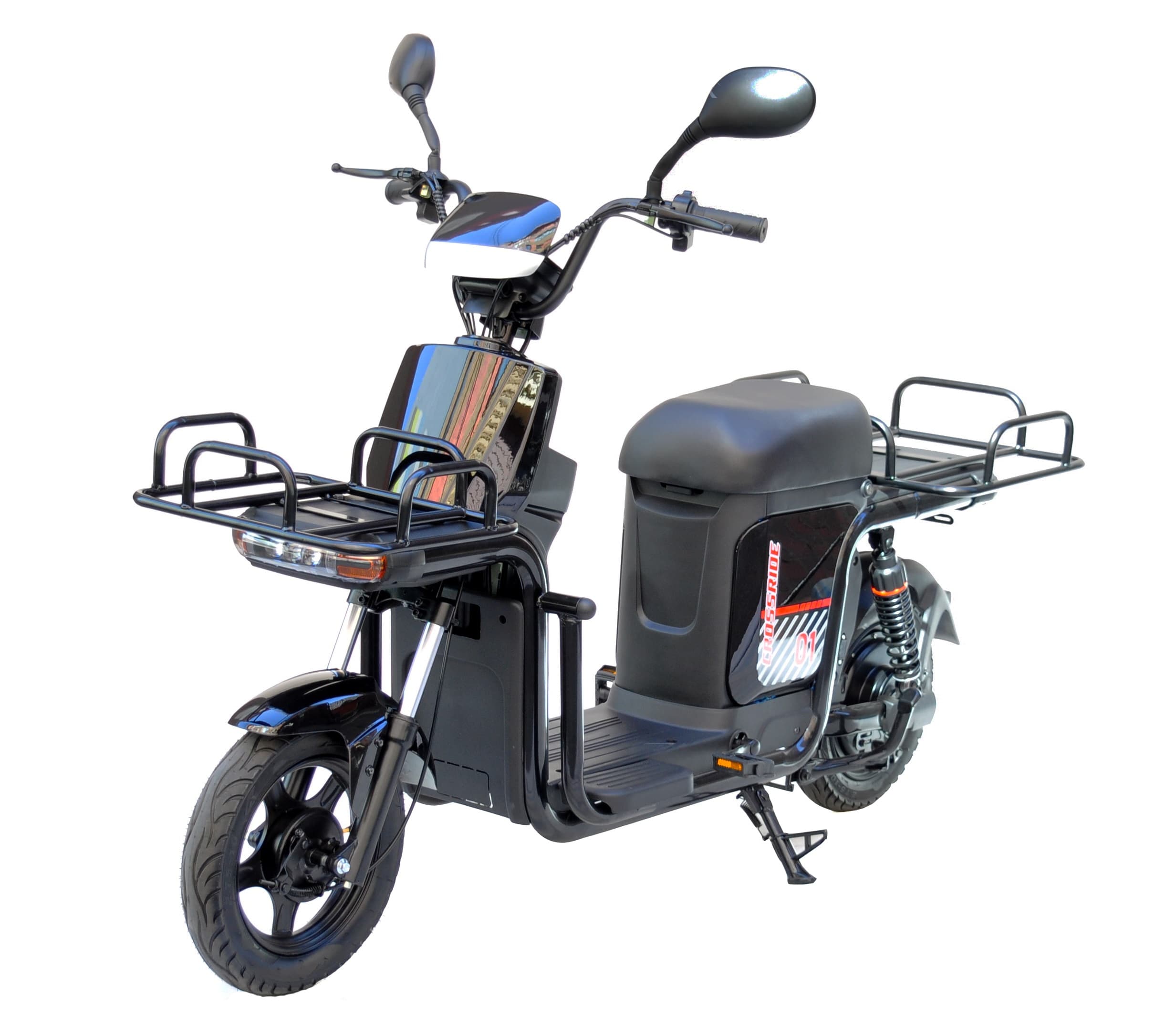 Електроскутер CROSSRIDE 14 "COURIER 01" 1000W 60V/20A — Чорний — мініатюра 4