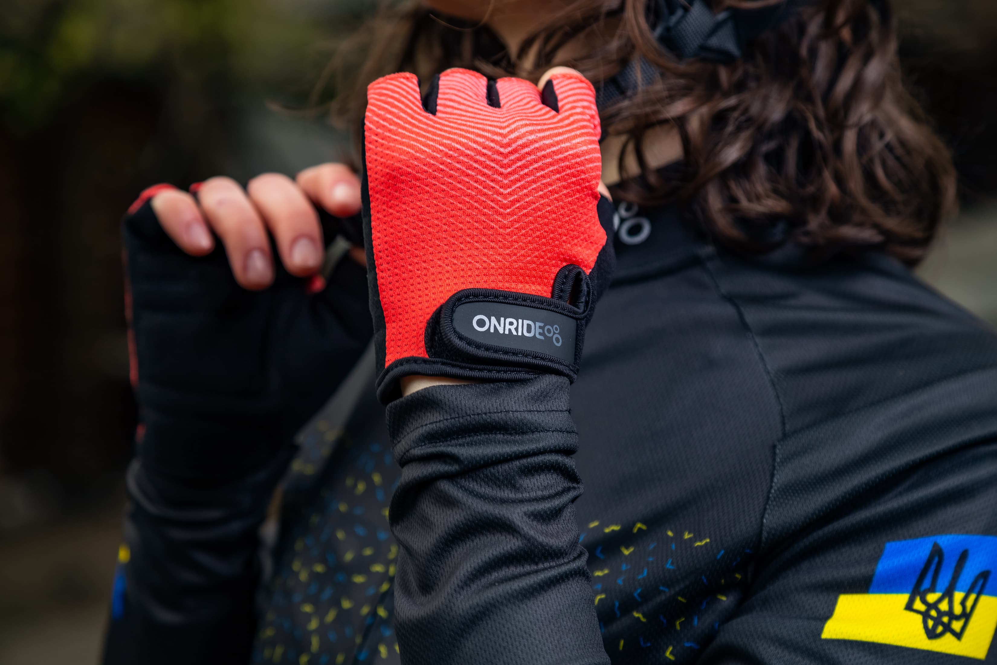 Рукавички ONRIDE TID 20 UA смужки, кораловий розмір M — мініатюра 3