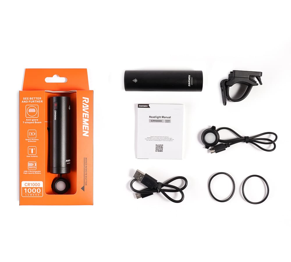 Велосипедна фара Ravemen CR1000 (1000 lm, 4000 mAh) дротова кнопка — мініатюра 3