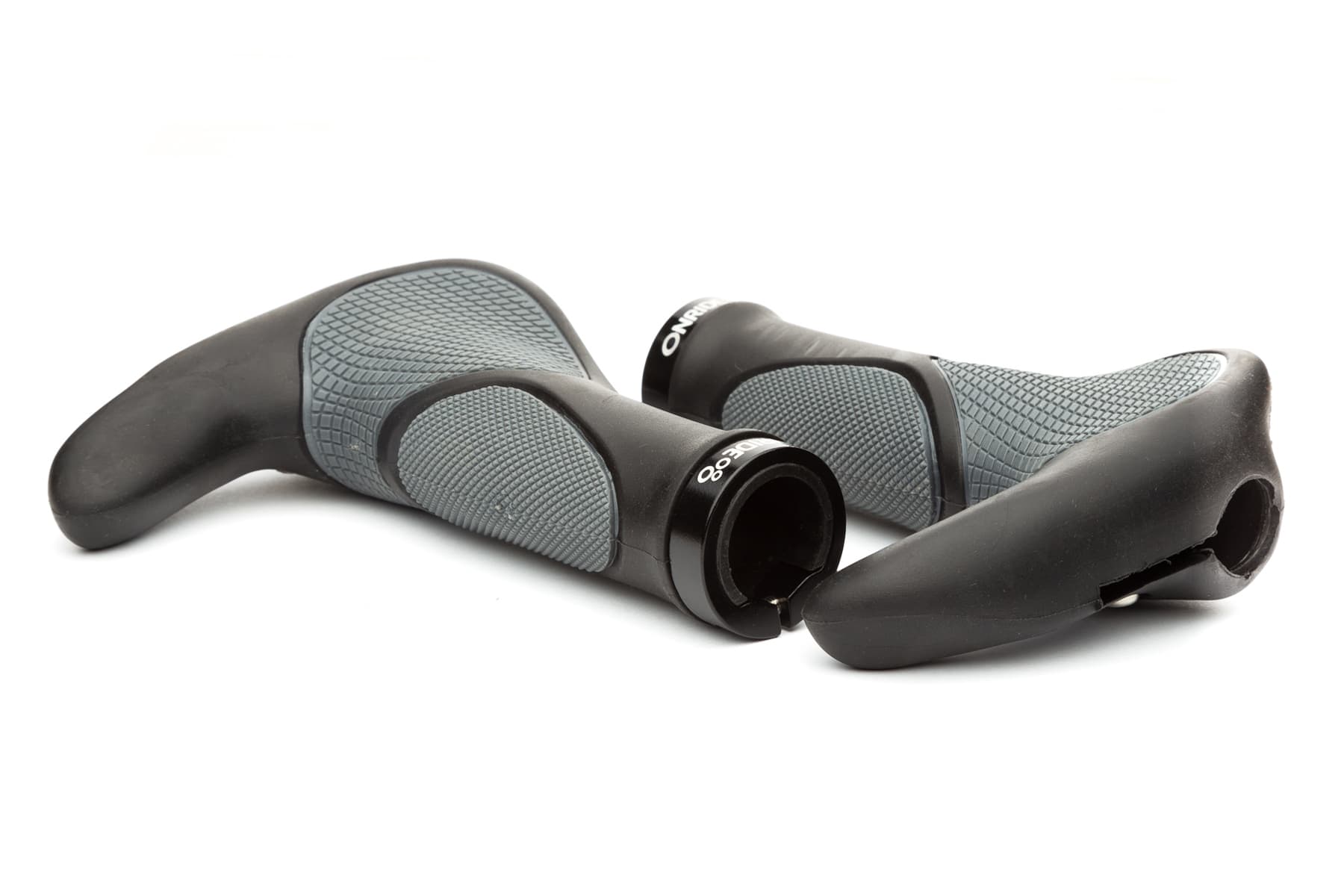 Гріпси ONRIDE HornGrip30, ергономічні з ріжками, два замки, 140 мм, чорний/сірий — фото 1
