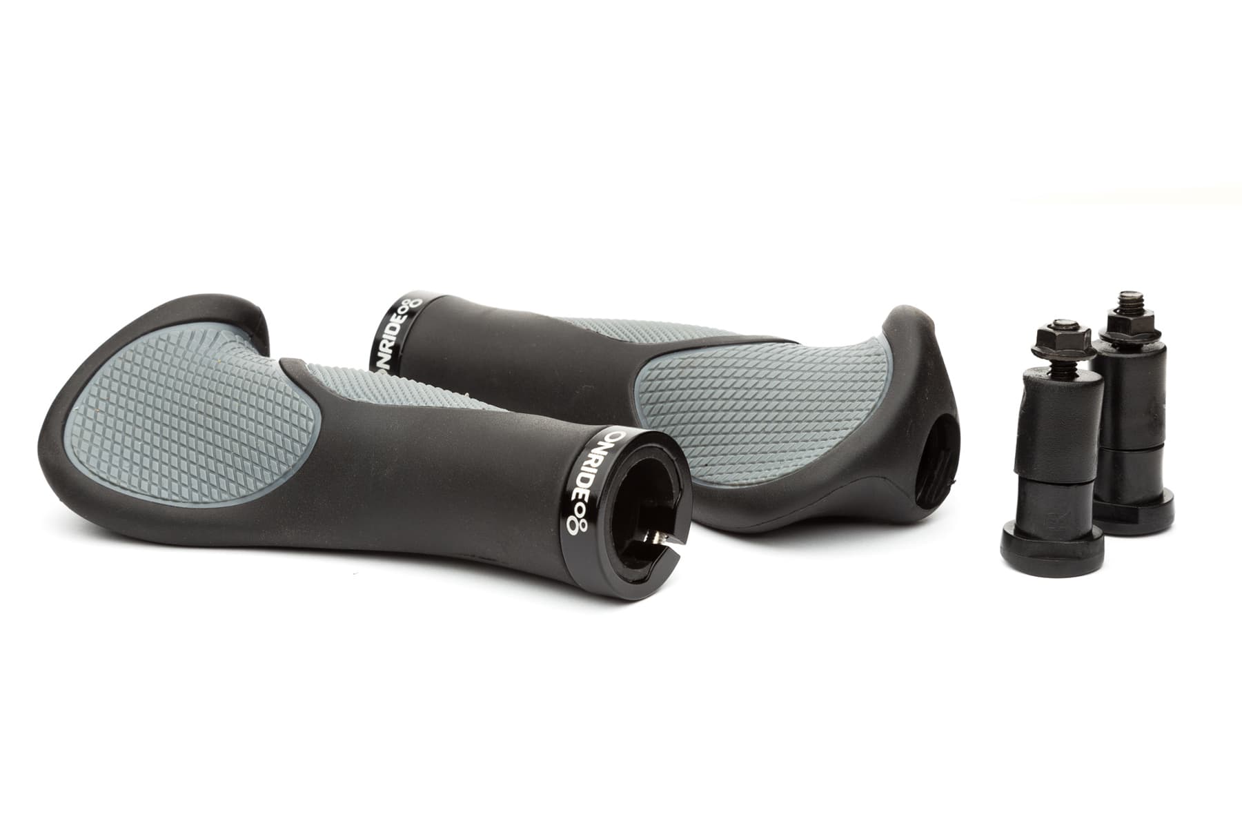 Гріпси ONRIDE HornGrip10, ергономічні з ріжками, два замки, 140 мм, чорний/сірий — фото 1