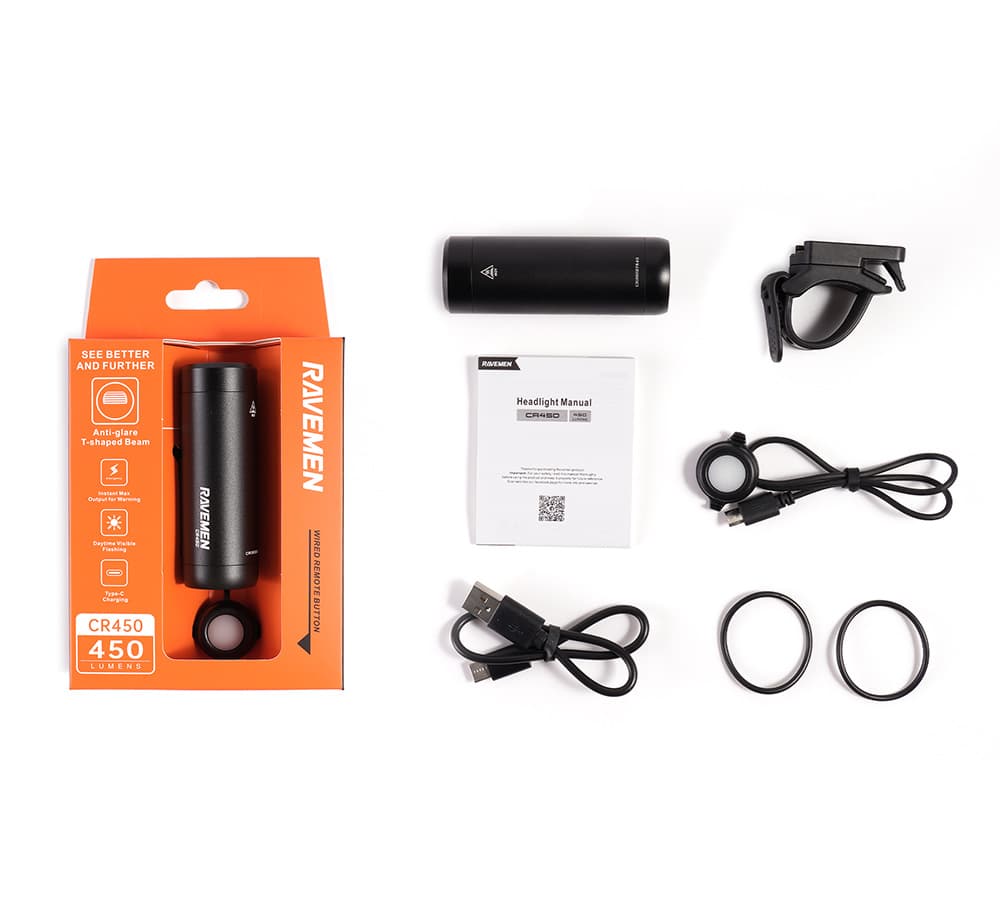 Велосипедна фара Ravemen CR450 (450 lm, 1600 mAh) дротова кнопка — мініатюра 3