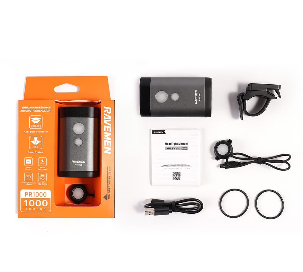 Велосипедна фара Ravemen PR1000 (1000 lm, 3200 mAh) дротова кнопка — мініатюра 3