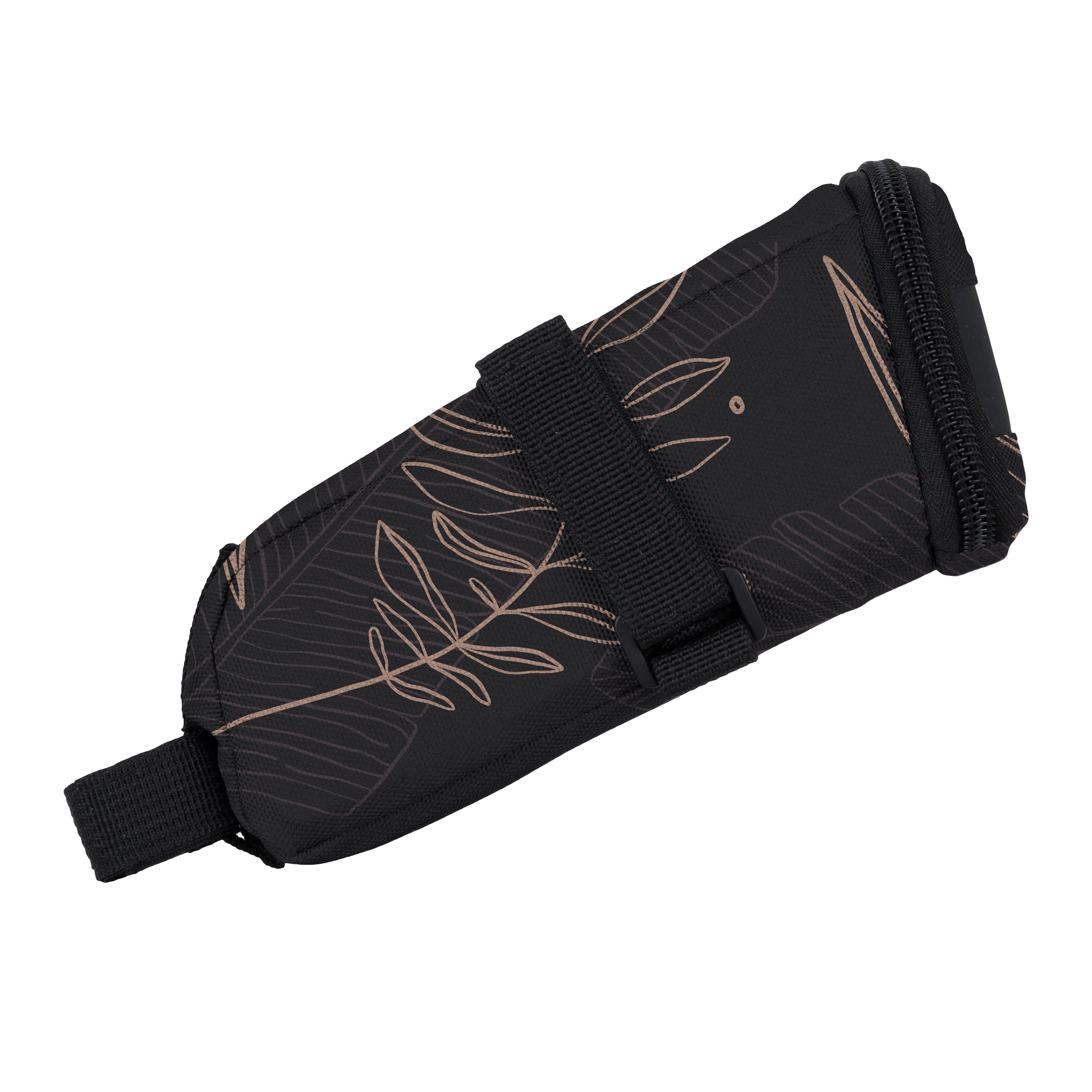 Сумка підсідельна KLS Tilt T-strap L дизайн-квіти, чорний — фото 1