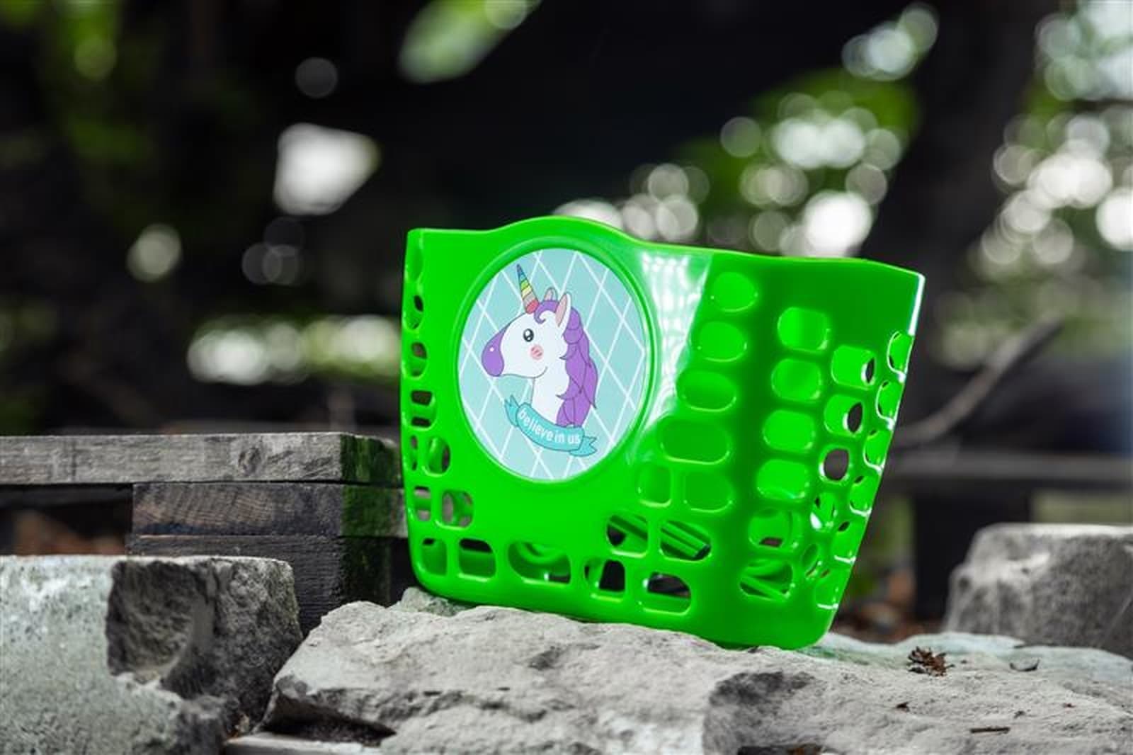 Кошик дитячий пластиковий на кермо ONRIDE Pony Mini зелений для велосипедів 12-14" — мініатюра 3