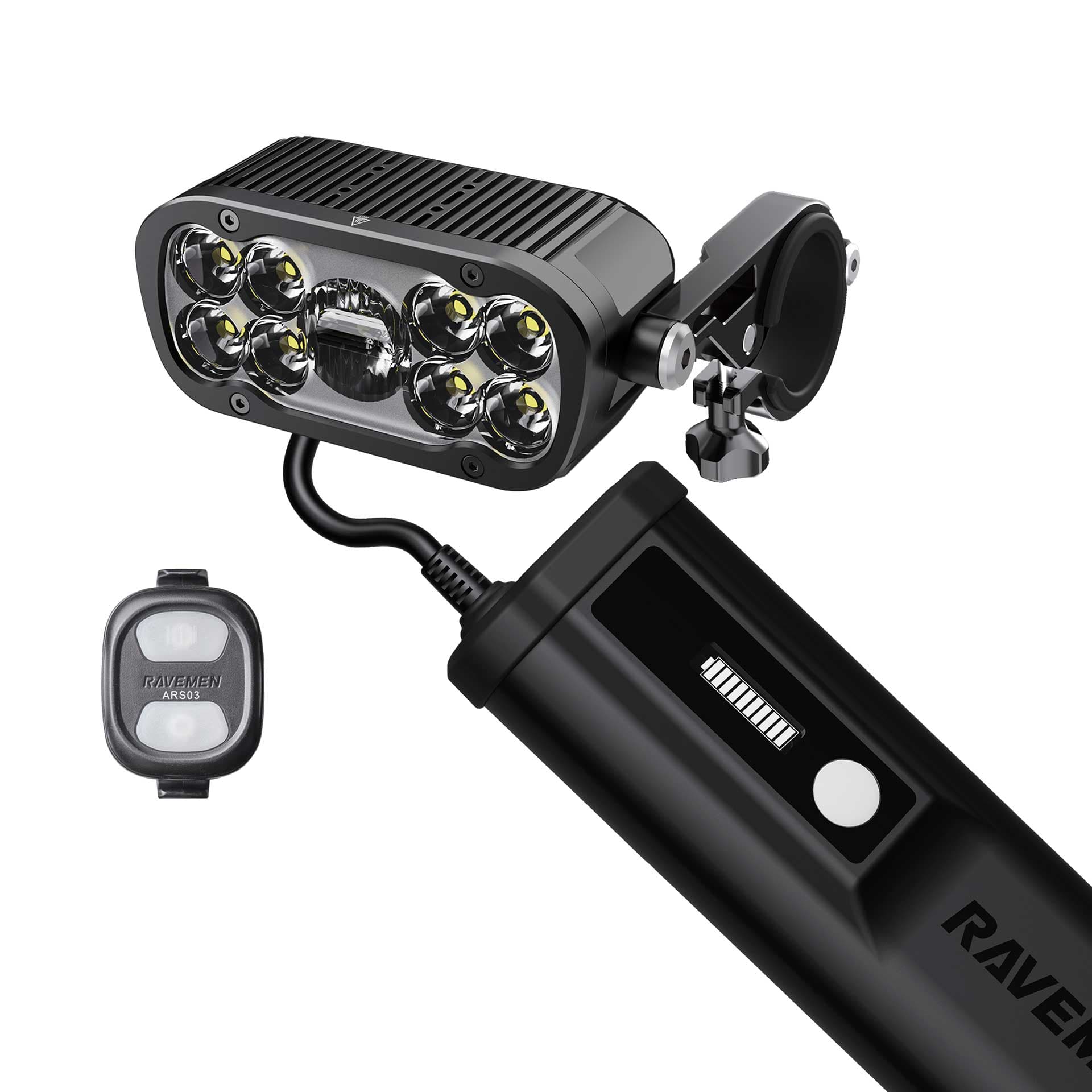 Велосипедна фара Ravemen XR6000 (6000 lm, 8000 mAh) зовнішня батарея, бездротова кнопка — фото 1