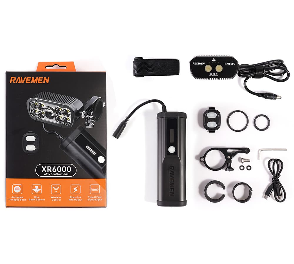 Велосипедна фара Ravemen XR6000 (6000 lm, 8000 mAh) зовнішня батарея, бездротова кнопка — мініатюра 10