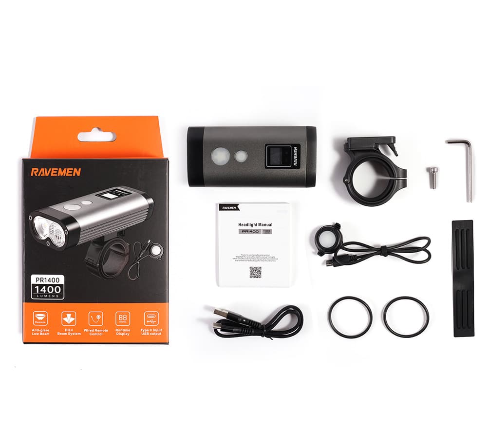 Велосипедна фара Ravemen PR1400 (1400 lm, 5200 mAh) дротова кнопка — мініатюра 3