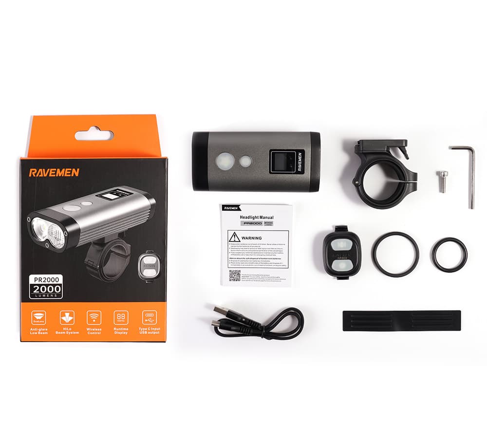 Велосипедна фара Ravemen PR2000 (2000 lm, 6000 mAh) бездротова кнопка — мініатюра 3