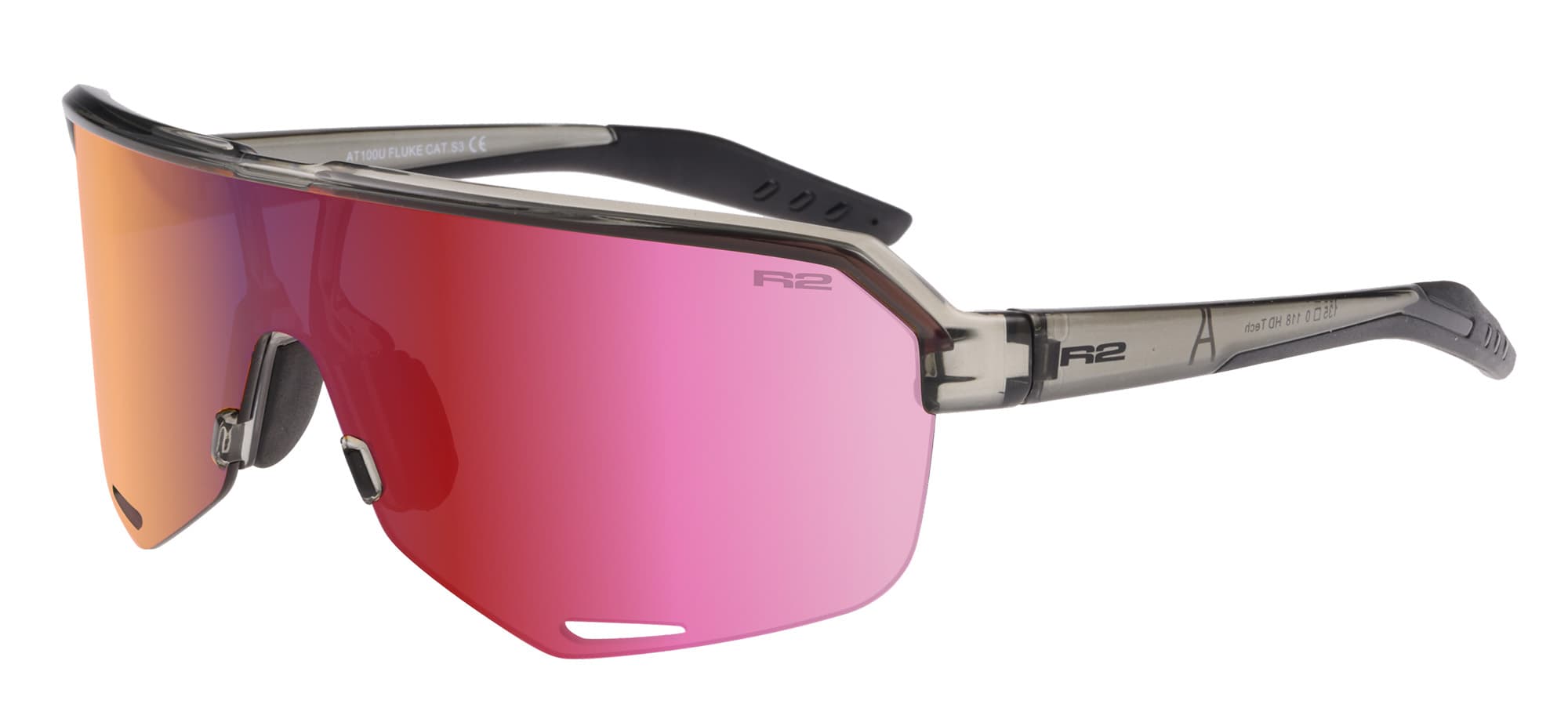 Окуляри R2 FLUKE dark/grey (PC), лінза pink (HD), покриття black/red full revo, кат. 3 — мініатюра 2