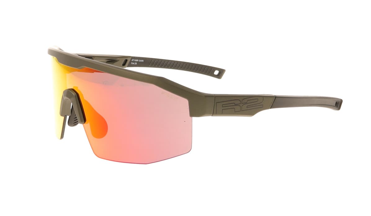 Окуляри R2 GAIN khaki (TR90), лінза red (HD), покриття black/red full revo, кат. 3 — мініатюра 2