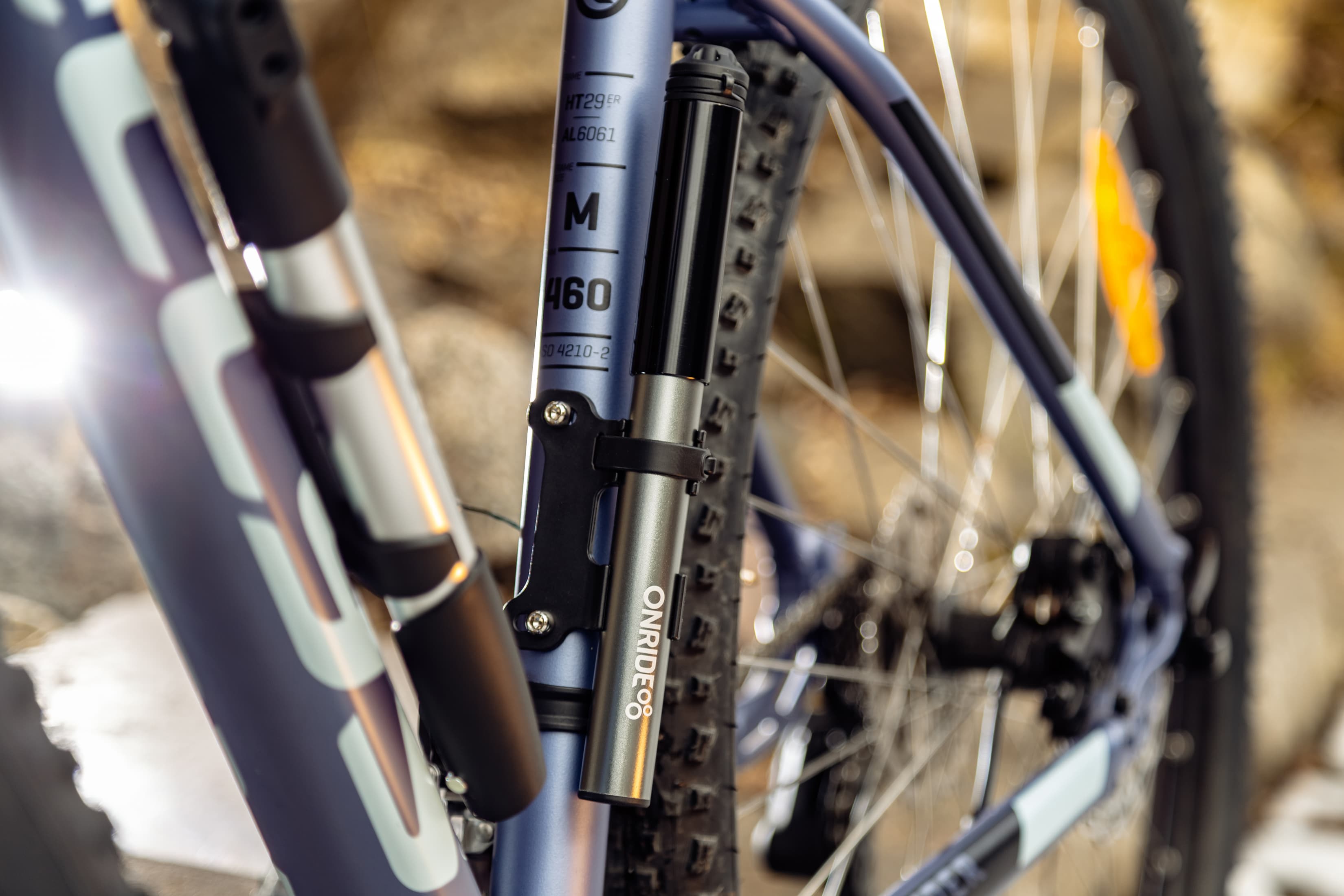 Насос компактний ONRIDE Lamu, алюміній, 21 см, макс. тиск 80 psi, зі шлангом, голівка під FV/AV — мініатюра 2