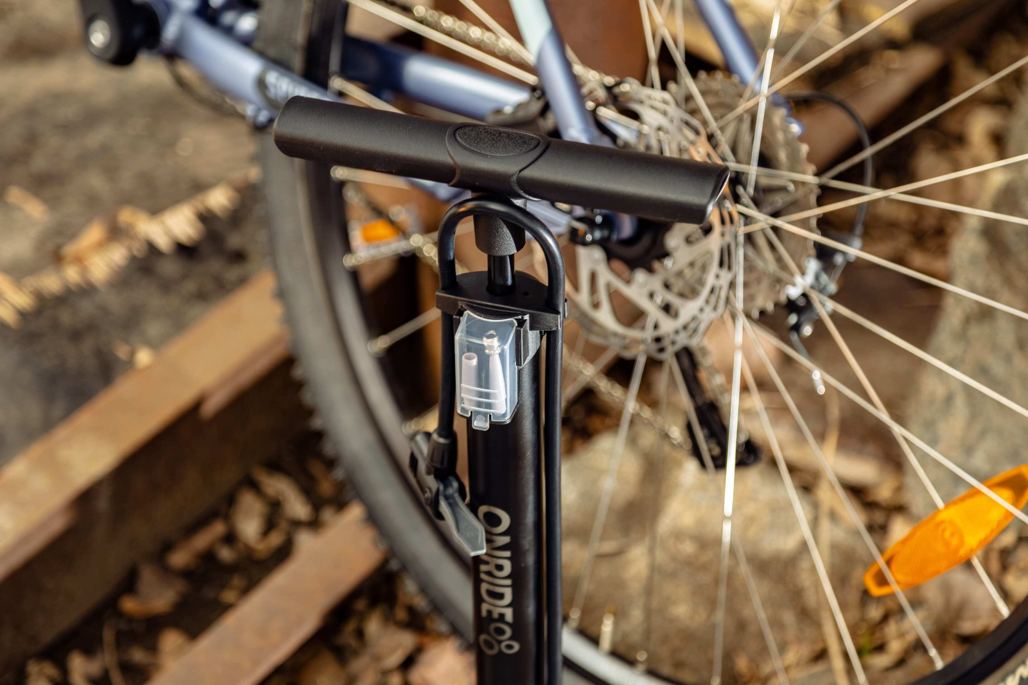 Насос підлоговий ONRIDE Foly алюміній, макс. тиск 120 psi, голівка з двома отворами під FV/AV — мініатюра 4