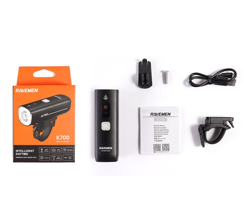Велосипедна фара Ravemen K700 (700 lm, 2200 mAh) з датчиками освітленості — мініатюра 3