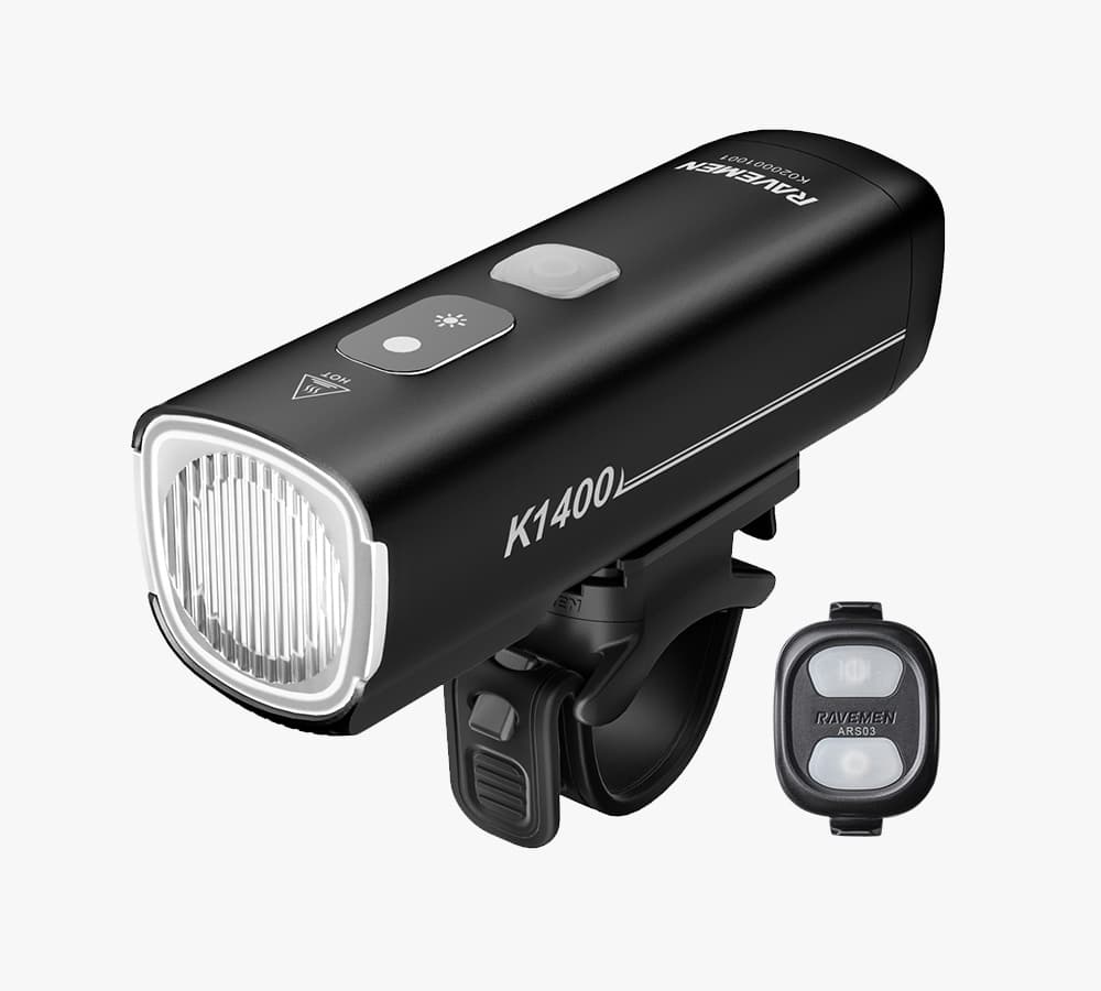 Велосипедна фара Ravemen K1400 (1400 lm, 4000 mAh) з датчиками освітленості, бездротова кнопка — фото 1