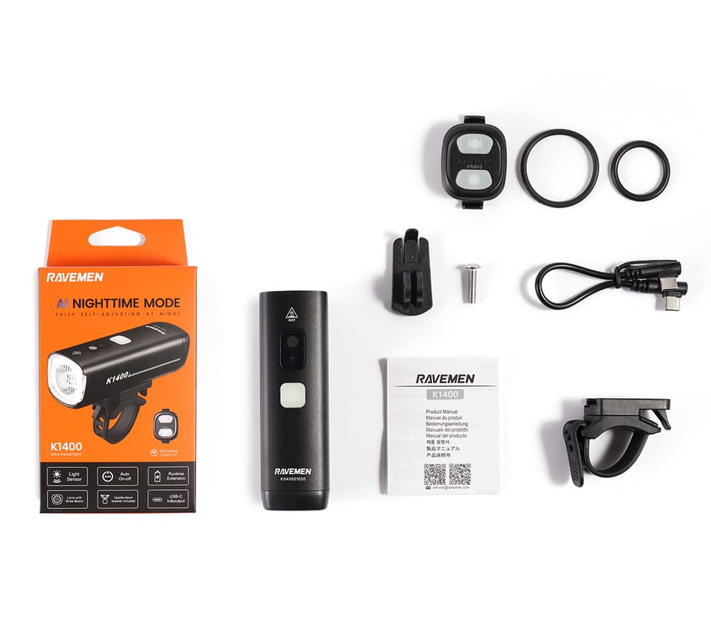 Велосипедна фара Ravemen K1400 (1400 lm, 4000 mAh) з датчиками освітленості, бездротова кнопка — мініатюра 3