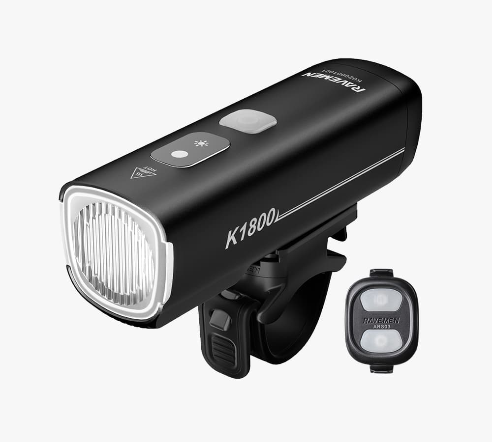 Велосипедна фара Ravemen K1800 (1800 lm, 5000 mAh) з датчиками освітленості, бездротова кнопка — фото 1