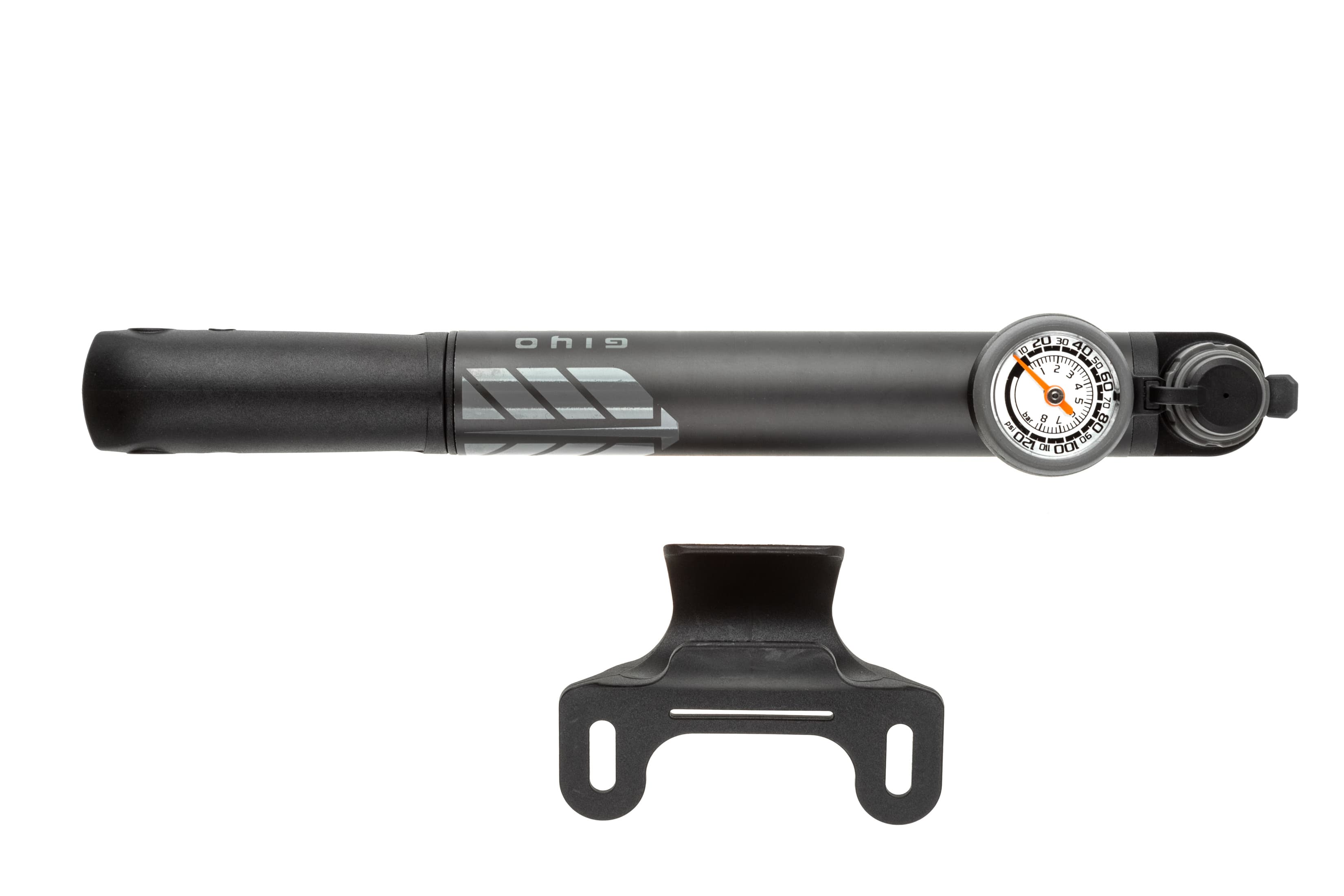 Насос компактний Giyo GP-987, алюміній, манометр, подвійна голівка, 25см, 80psi/5,5bar — фото 1