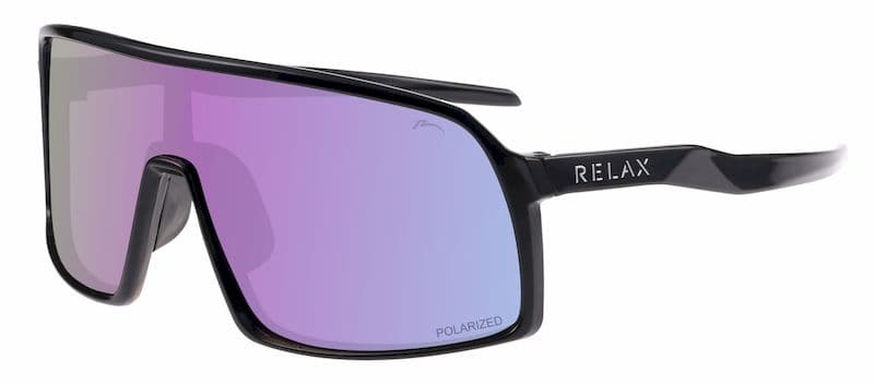 Окуляри Relax Prati чорні глянцеві, лінза smoke (Polarized TAC), ametyst platinum, кат. 2 — фото 1