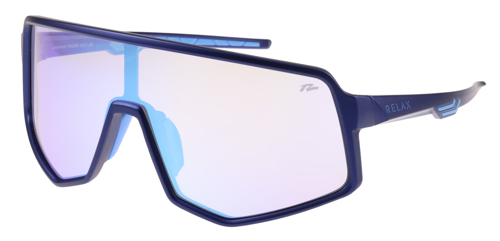 Окуляри Relax Langeland сині матові, лінза smoke (PC), ice blue revo, кат. 3 — фото 1