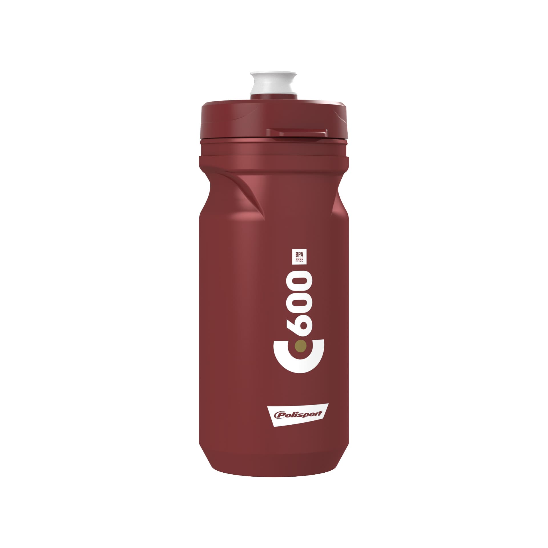 Фляга POLISPORT C600 600мл Clip-On бордовий/білий — фото 1